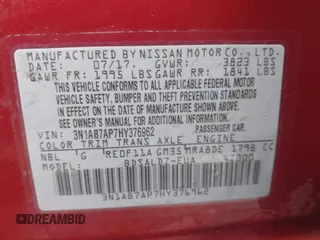 2017 Nissan Sentra SR with VIN 3N1AB7AP7HY376962, listed as a IAAI auction lot 42118874 with 135,232 mi miles and . Bid and sale history available at DreamBid. Image 9.