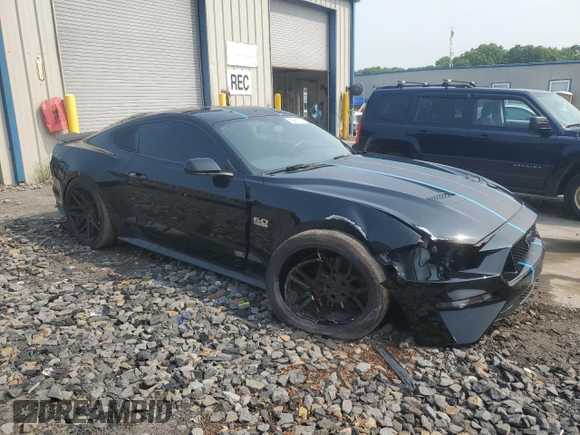 2019 Ford Mustang GT with VIN 1FA6P8CF3K5111433, listed as a Copart auction lot 59966135 with 27,572 mi miles and Salvage title. Bid and sale history available at DreamBid. Image 4.