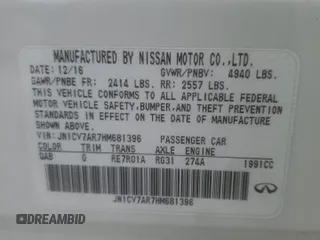 2017 Infiniti Q50 2.0t Premium with VIN JN1CV7AR7HM681396, listed as a Copart auction lot 86904894 with 110,600 mi miles and Salvage Title. Bid and sale history available at carsss.com. Image 12.