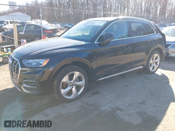 2021 Audi Q5 Premium Plus with VIN WA1BAAFY9M2048397, listed as a IAAI auction lot 41486775 with 39,624 mi miles and . Bid and sale history available at DreamBid. Image 2.