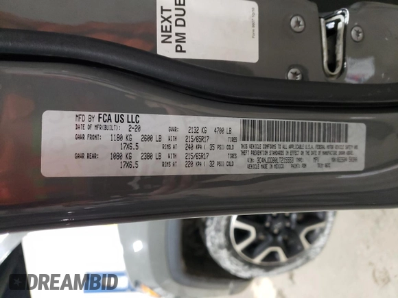 2020 Jeep Compass Trailhawk with VIN 3C4NJDDB0LT215553, listed as a Copart auction lot 45045165 with 90,702 mi miles and Salvage Title. Bid and sale history available at carsss.com. Image 16.