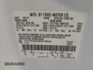 2014 Ford F-150 XL с VIN 1FTVX1EF2EKF74034, выставлен на аукционе IAAI как лот 42564771 с пробегом 128 012 миль миль и . История ставок и продаж доступна на DreamBid. Изображение 2.