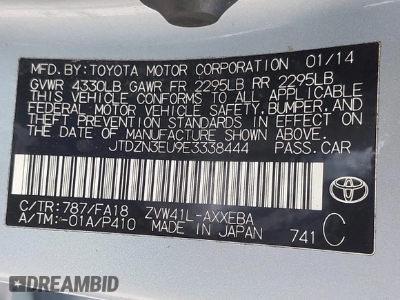 2014 Toyota Prius Two z VIN JTDZN3EU9E3338444, wystawiony jako IAAI lot #42475482 z przebiegiem 63 900 mil mil oraz . Historia ofert i sprzedaży dostępna na DreamBid. Obrazek 9.