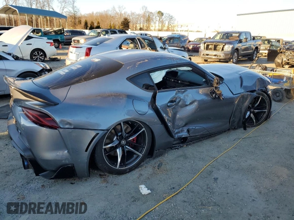 2022 Toyota Supra 3.0 with VIN WZ1DB0C08NW053820, listed as a Copart auction lot 41366175 with 13,429 mi miles and Salvage title. Bid and sale history available at DreamBid. Image 3.