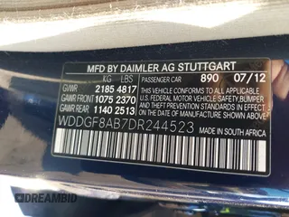 2013 Mercedes-Benz C 300 Sport with VIN WDDGF8AB7DR244523, listed as a IAAI auction lot 41894057 with 98,186 mi miles and . Bid and sale history available at DreamBid. Image 9.