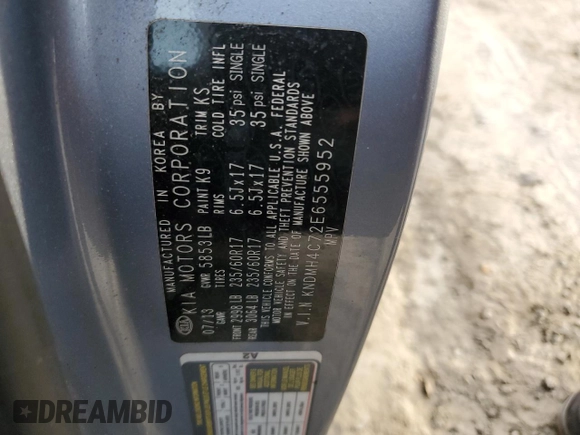 2014 Kia Sedona EX with VIN KNDMH4C72E6555952, listed as a Copart auction lot 73847454 with 136,533 mi miles and Salvage Title. Bid and sale history available at carsss.com. Image 15.