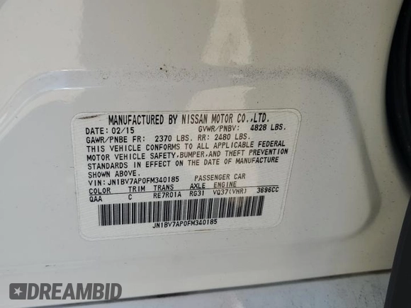 2015 Infiniti Q50 Premium with VIN JN1BV7AP0FM340185, listed as a Copart auction lot 50610755 with 126,895 mi miles and Salvage Title. Bid and sale history available at carsss.com. Image 12.