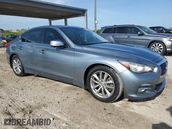 2014 Infiniti Q50 Premium with VIN JN1BV7AP3EM680901, listed as a Copart auction lot 64096895 with 105,495 mi miles and Clean title. Bid and sale history available at DreamBid. Image 4.