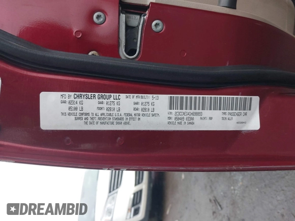 2013 Chrysler 300 C with VIN 2C3CCAEG4DH698893, listed as a IAAI auction lot 41189845 with 153,638 mi miles and . Bid and sale history available at DreamBid. Image 9.