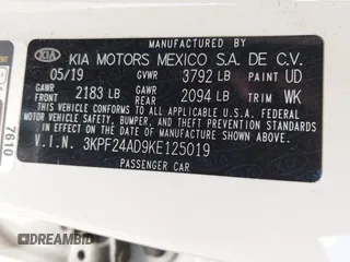 2019 Kia Forte LXS z VIN 3KPF24AD9KE125019, wystawiony jako IAAI lot #40787475 z przebiegiem 54 777 mil mil oraz . Historia ofert i sprzedaży dostępna na DreamBid. Obrazek 9.