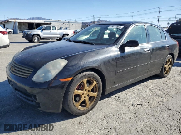 2003 Infiniti G35 w/Leather with VIN JNKCV51E03M011081, listed as a Copart auction lot 88648655 with 169,633 mi miles and Salvage Title. Bid and sale history available at carsss.com. Image 1.