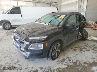 2019 Hyundai Kona Ultimate with VIN KM8K53A59KU379805, listed as a Copart auction lot 46149145 with 0 mi miles and Salvage Title. Bid and sale history available at carsss.com. Image 1.