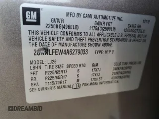 2010 Chevrolet Equinox LTZ z VIN 2CNALFEW4A6279033, wystawiony jako Copart lot #50127665 z przebiegiem Nie podano mil oraz Czysty tytuł • Clean title. Historia ofert i sprzedaży dostępna na DreamBid. Obrazek 15.