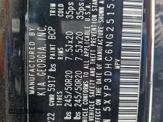 2022 Kia Telluride EX with VIN 5XYP3DHC6NG251537, listed as a Copart auction lot 54061075 with 16,931 mi miles and Salvage Title. Bid and sale history available at carsss.com. Image 13.
