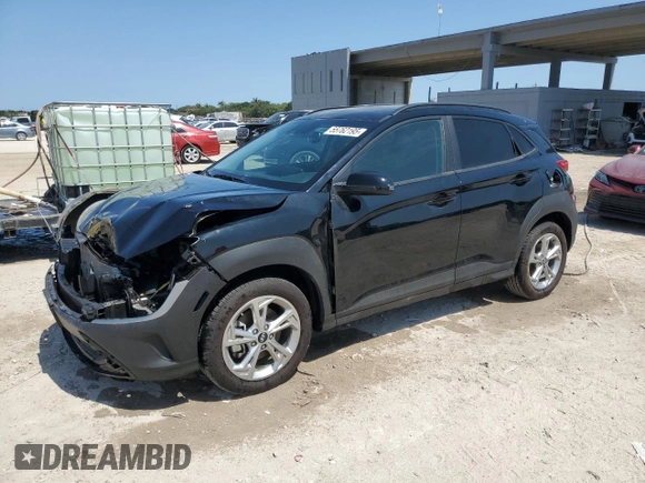 2023 Hyundai Kona SEL with VIN KM8K3CAB5PU010605, listed as a Copart auction lot 55762195 with 13,314 mi miles and Salvage Title. Bid and sale history available at DreamBid. Image 1.
