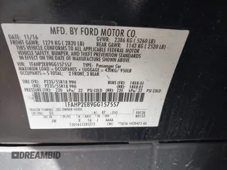 2016 Ford Taurus SEL with VIN 1FAHP2E89GG157557, listed as a IAAI auction lot 42501257 with 226,922 mi miles and . Bid and sale history available at DreamBid. Image 9.