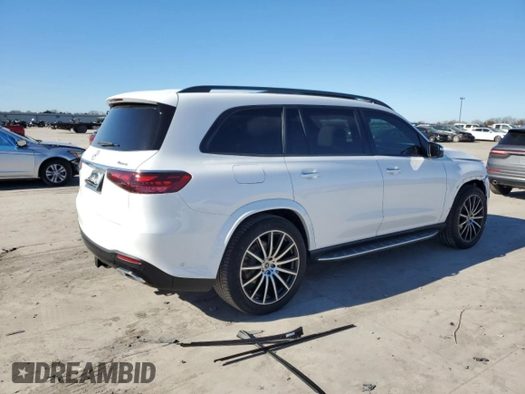 2025 Mercedes-Benz GLS with VIN 4JGFF5KEXSB300520, listed as a Copart auction lot 85600354 with 273 mi miles and Salvage Title. Bid and sale history available at carsss.com. Image 3.