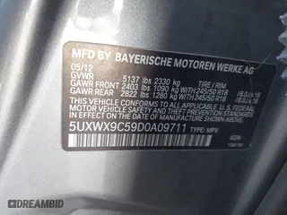 2013 BMW X3 xDrive28i with VIN 5UXWX9C59D0A09711, listed as a IAAI auction lot 41995475 with 104,123 mi miles. Bid and sale history available at carsss.com. Image 9.