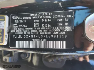 2020 Kia Optima SE with VIN 5XXGT4L37LG391119, listed as a Copart auction lot 76895024 with 77,635 mi miles and Non Repairable. Bid and sale history available at carsss.com. Image 12.