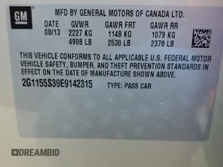 2014 Chevrolet Impala LTZ with VIN 2G1155S39E9142315, listed as a Copart auction lot 53278385 with 121,671 mi miles and Clean Title. Bid and sale history available at DreamBid. Image 12.