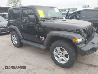 2018 Jeep Wrangler Sport S with VIN 1C4GJXAN1JW255415, listed as a IAAI auction lot 42042128 with 35,531 mi miles and . Bid and sale history available at DreamBid. Image 1.