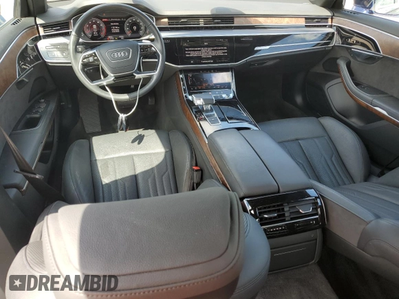 2021 Audi A8 with VIN WAU8DAF8XMN027495, listed as a Copart auction lot 50395145 with 19,508 mi miles and Salvage Title. Bid and sale history available at carsss.com. Image 8.