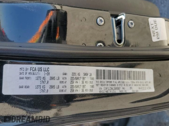 2020 Jeep Cherokee Latitude with VIN 1C4PJLCB4LD605887, listed as a Copart auction lot 58045785 with Not provided miles and Salvage title. Bid and sale history available at DreamBid. Image 12.