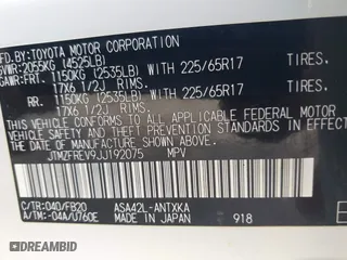 2018 Toyota RAV4 LE with VIN JTMZFREV9JJ192075, listed as a IAAI auction lot 41860513 with 64,586 mi miles. Bid and sale history available at carsss.com. Image 9.