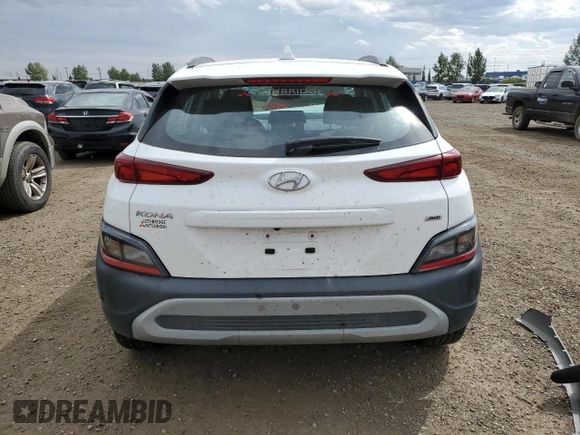 2022 Hyundai Kona SE with VIN KM8K2CAB2NU863916, listed as a Copart auction lot 68952394 with 33,708 mi miles and Salvage Title. Bid and sale history available at carsss.com. Image 6.