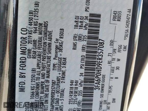 2014 Ford Fusion SE with VIN 3FA6P0HD9ER357087, listed as a Copart auction lot 53120455 with 75,726 mi miles and Salvage Title. Bid and sale history available at carsss.com. Image 12.