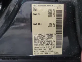 2017 Nissan Altima 2.5 SR with VIN 1N4AL3AP7HC261635, listed as a Copart auction lot 44928775 with 75,551 mi miles and Salvage Title. Bid and sale history available at carsss.com. Image 12.