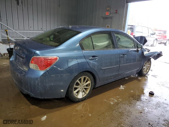 2014 Subaru Impreza Sedan Premium with VIN JF1GJAC63EH025961, listed as a Copart auction lot 44729225 with 0 mi miles and Salvage Title. Bid and sale history available at carsss.com. Image 3.