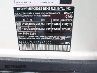 2007 Mercedes-Benz M 350 with VIN 4JGBB86E77A274509, listed as a IAAI auction lot 41975375 with 94,715 mi miles and . Bid and sale history available at DreamBid. Image 9.