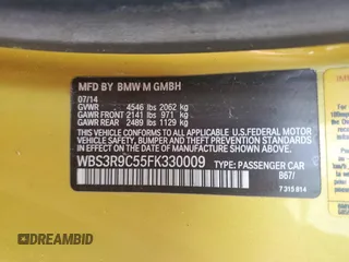 2015 BMW M4 with VIN WBS3R9C55FK330009, listed as a Copart auction lot 75865514 with 42,071 mi miles and Clean Title. Bid and sale history available at carsss.com. Image 12.