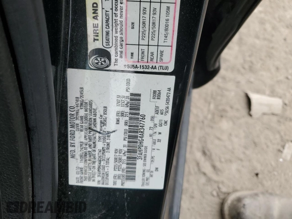 2010 Ford Fusion SE with VIN 3FAHP0HG4AR347760, listed as a Copart auction lot 44561025 with 215,362 mi miles and Salvage Title. Bid and sale history available at carsss.com. Image 14.