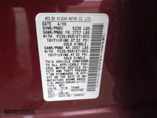 2009 Nissan Murano SL with VIN JN8AZ18W59W131772, listed as a IAAI auction lot 42062662 with 87,189 mi miles. Bid and sale history available at carsss.com. Image 9.