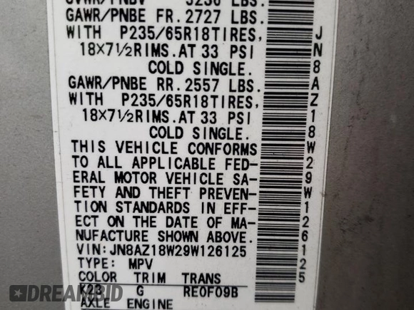 2009 Nissan Murano LE with VIN JN8AZ18W29W126125, listed as a Copart auction lot 74072504 with 167,396 mi miles and Salvage Title. Bid and sale history available at carsss.com. Image 13.