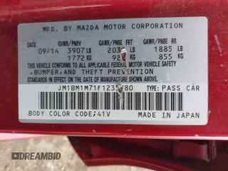2015 Mazda 3 i Grand Touring with VIN JM1BM1M71F1235780, listed as a IAAI auction lot 42022521 with 140,038 mi miles and . Bid and sale history available at DreamBid. Image 9.