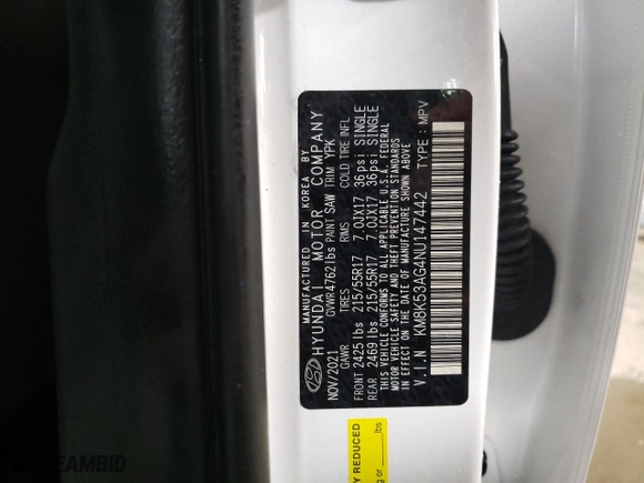 2022 Hyundai Kona Electric Limited with VIN KM8K53AG4NU147442, listed as a Copart auction lot 42278803 with 5,071 mi miles. Bid and sale history available at carsss.com. Image 13.