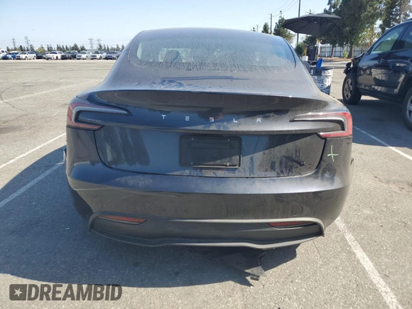 2025 Tesla Model 3 Long Range with VIN 5YJ3E1EA8SF896333, listed as a Copart auction lot 61876445 with 5,690 mi miles and Salvage title. Bid and sale history available at DreamBid. Image 6.