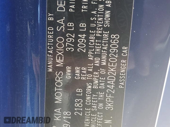 2019 Kia Forte LXS с VIN 3KPF24AD2KE029068, выставлен на аукционе Copart как лот 74771933 с пробегом 85 232 миль миль и Чистый • Clean title. История ставок и продаж доступна на DreamBid. Изображение 14.