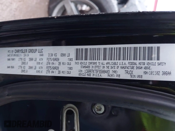 2015 Ram 1500 Express z VIN 1C6RR7KT5FS508403, wystawiony jako IAAI lot #41442816 z przebiegiem 218 136 mil mil oraz . Historia ofert i sprzedaży dostępna na DreamBid. Obrazek 9.
