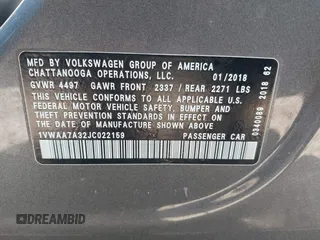 2018 Volkswagen Passat S z VIN 1VWAA7A32JC022159, wystawiony jako IAAI lot #41988875 z przebiegiem 121 598 mil mil oraz . Historia ofert i sprzedaży dostępna na DreamBid. Obrazek 9.