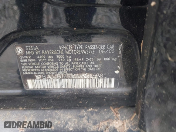 2006 BMW 3 Series 325i с VIN WBAVB135X6KX46981, выставлен на аукционе IAAI как лот 42422064 с пробегом Не указан миль и . История ставок и продаж доступна на DreamBid. Изображение 9.