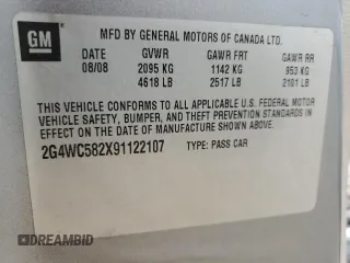 2009 Buick LaCrosse CX with VIN 2G4WC582X91122107, listed as a Copart auction lot 52902525 with 95,085 mi miles and Salvage Title. Bid and sale history available at carsss.com. Image 12.