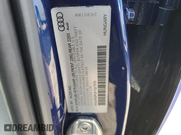 2015 Audi A3 2.0T Prestige with VIN WAUKFGFF2F1027373, listed as a Copart auction lot 79996574 with 69,727 mi miles and Salvage Title. Bid and sale history available at carsss.com. Image 12.