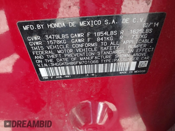 2015 Honda Fit EX-L с VIN 3HGGK5H86FM701066, выставлен на аукционе IAAI как лот 41968611 с пробегом 126 671 миль миль и . История ставок и продаж доступна на DreamBid. Изображение 9.