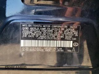 2012 Lexus IS 250 with VIN JTHBF5C25C5180261, listed as a Copart auction lot 62020035 with 157,465 mi miles and Salvage title. Bid and sale history available at DreamBid. Image 12.
