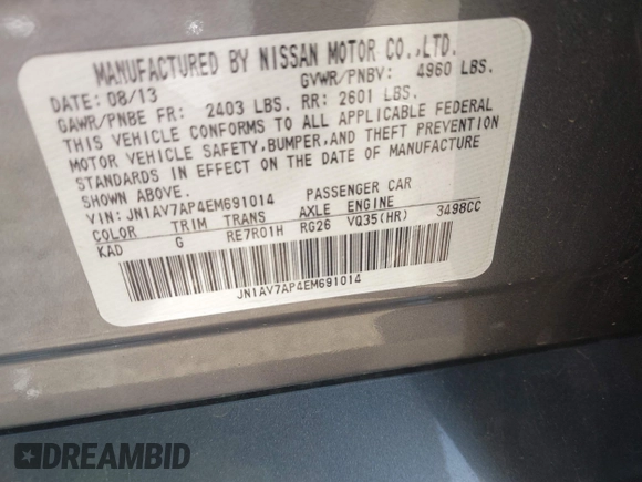 2014 Infiniti Q50 Hybrid Premium with VIN JN1AV7AP4EM691014, listed as a IAAI auction lot 41984130 with 114,230 mi miles and . Bid and sale history available at DreamBid. Image 9.