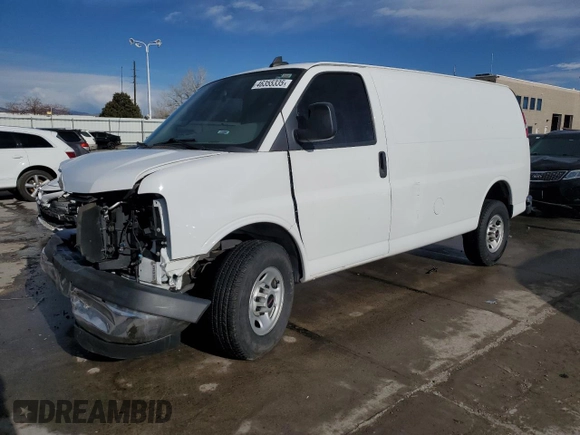 2020 GMC Savana Cargo z VIN 1GTW7AFGXL1264289, wystawiony jako Copart lot #46355335 z przebiegiem 112 214 mil mil oraz Szkoda całkowita • Salvage title. Historia ofert i sprzedaży dostępna na DreamBid. Obrazek 1.